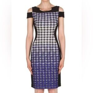 Joseph Ribkoff Women's Dress Cutouts Shoulders Cap Sleeve Front Golden Accent 8